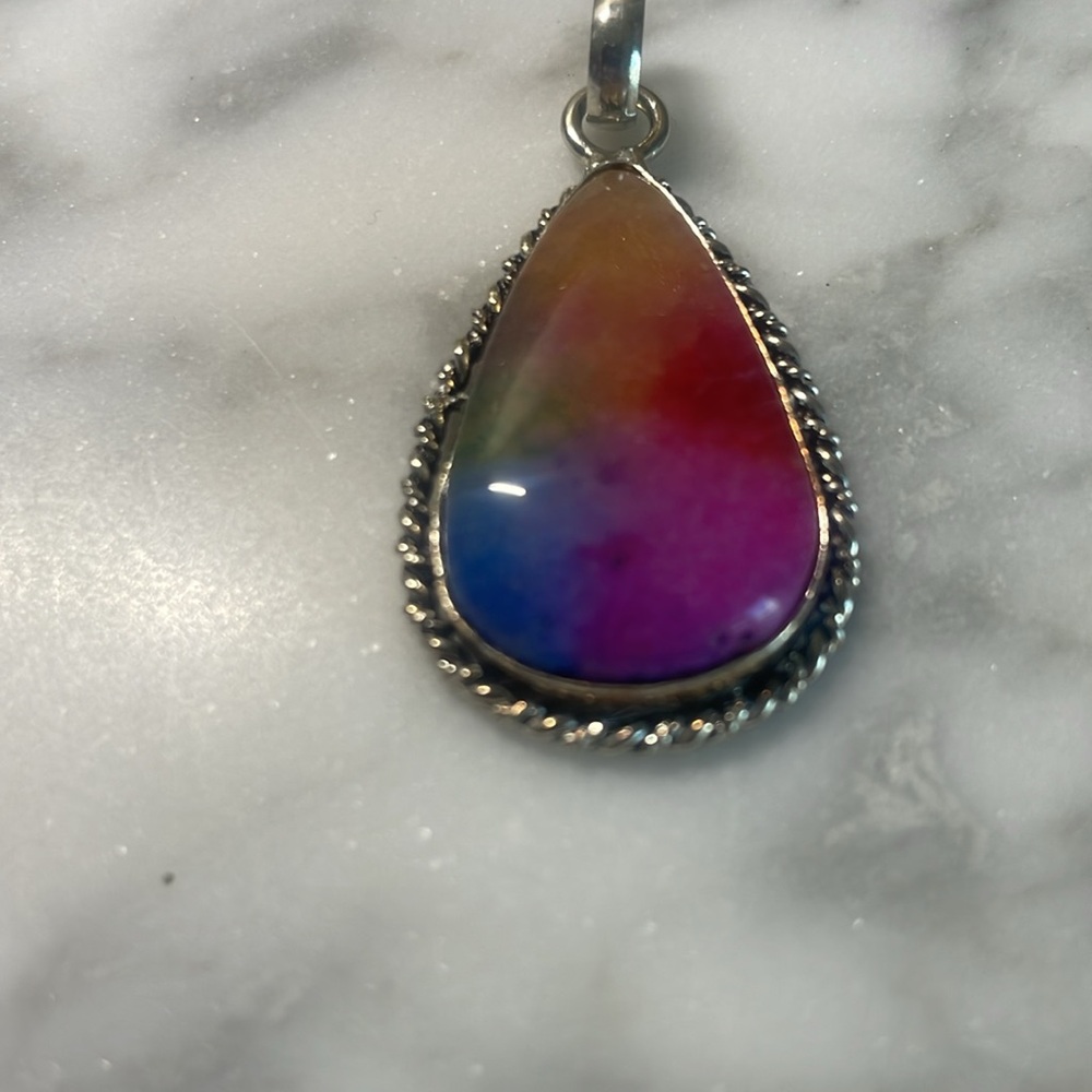 Watermelon tourmaline silver pendant - Picture 2 of 5